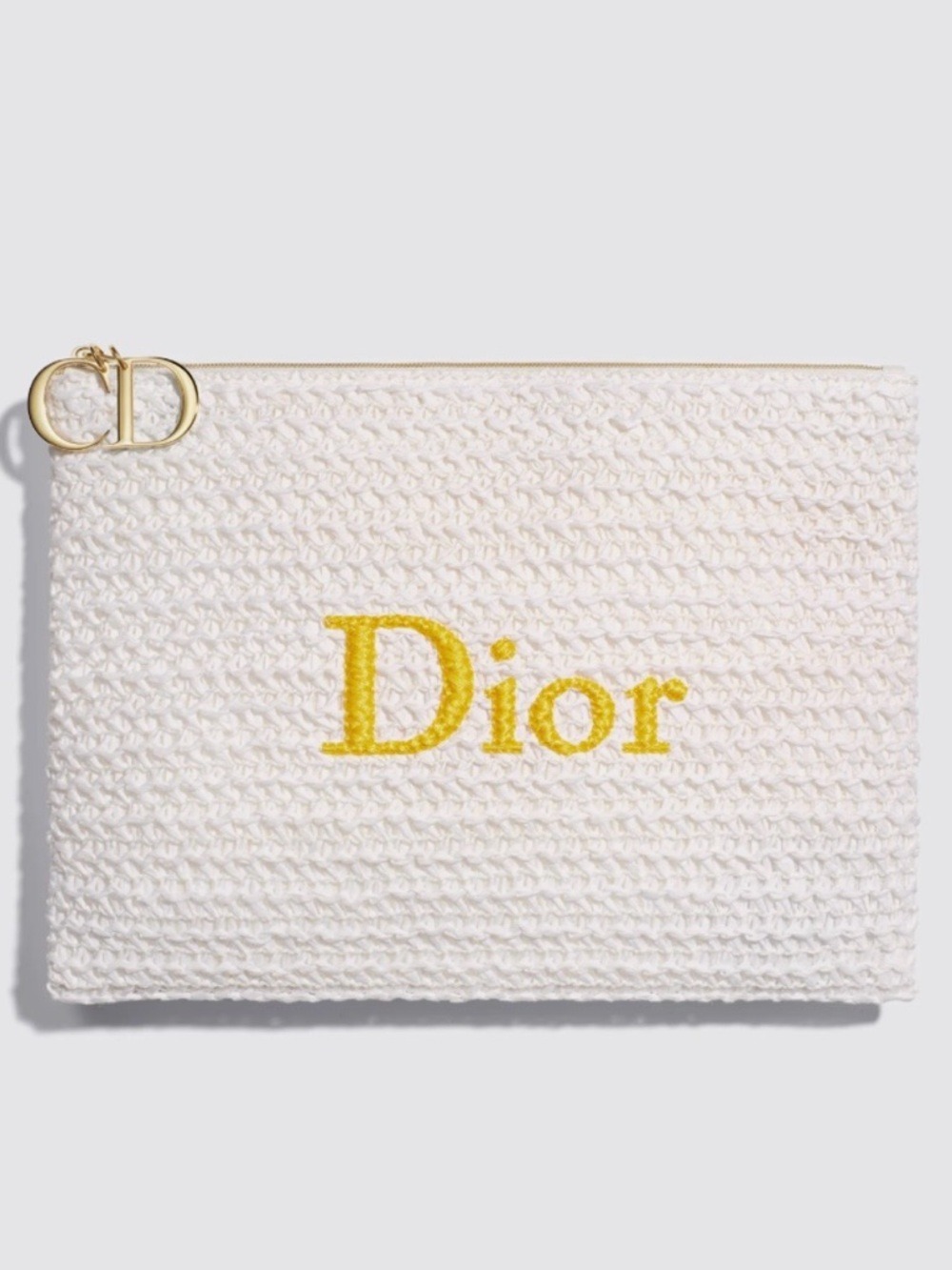 Dior White Crochet Flat Pouch Cosmetic Bag  Logo Summer 2026 New Authentic Brand